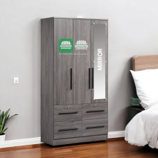 Asher Compact Size Wardrobe Cabinet with Mirror